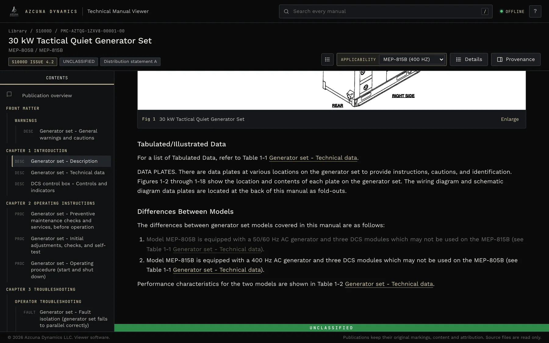 Description module with the MEP-815B product selected and the MEP-805B paragraph dimmed